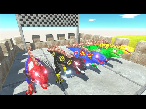 5 T-rex Marvel DC Superhero Hunting found Jurassic world evolution - Dinosaurs Race Champions
