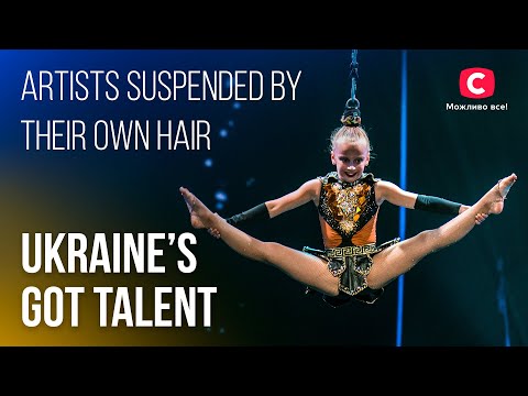 🤸‍♀️Unusual gymnastics with artists suspended by their own hair! – Ukraine's Got Talent