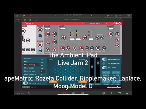 Ambient iPad Live Jam 2: apeMatrix, Rozeta Collider, Ripplemaker, Laplace, Moog Model D