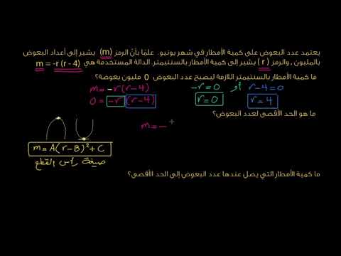 الصف التاسع الرياضيات الجبر 1 مثال على استخدام المعادلات التربيعية