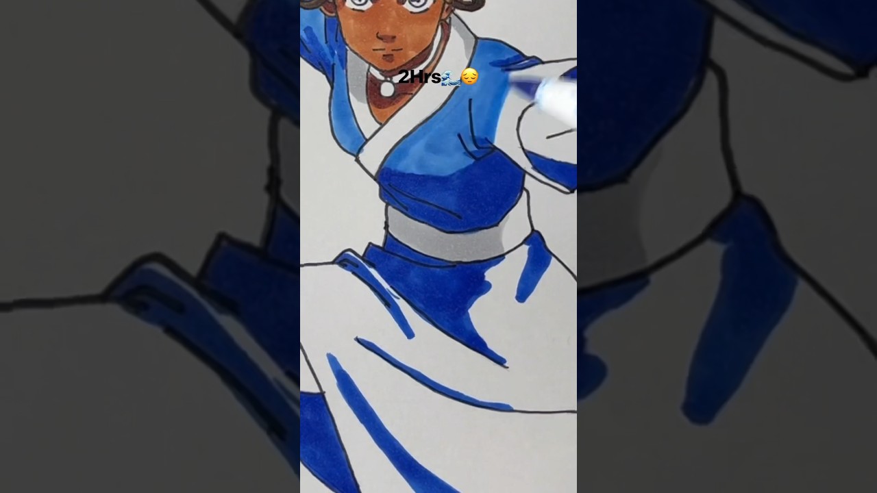 Drawing Katara(Avatar) in 10sec,10mins,10hrs🌊🧘🏽‍♂️😭#shorts #fyp