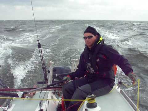Minitransat  Dingo  6.50 Northsea 25 knots wind sailing