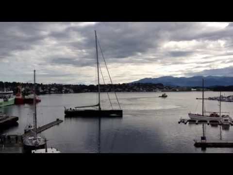 Sailing Yacht WinWin leaving Leirvik harbour, Stord