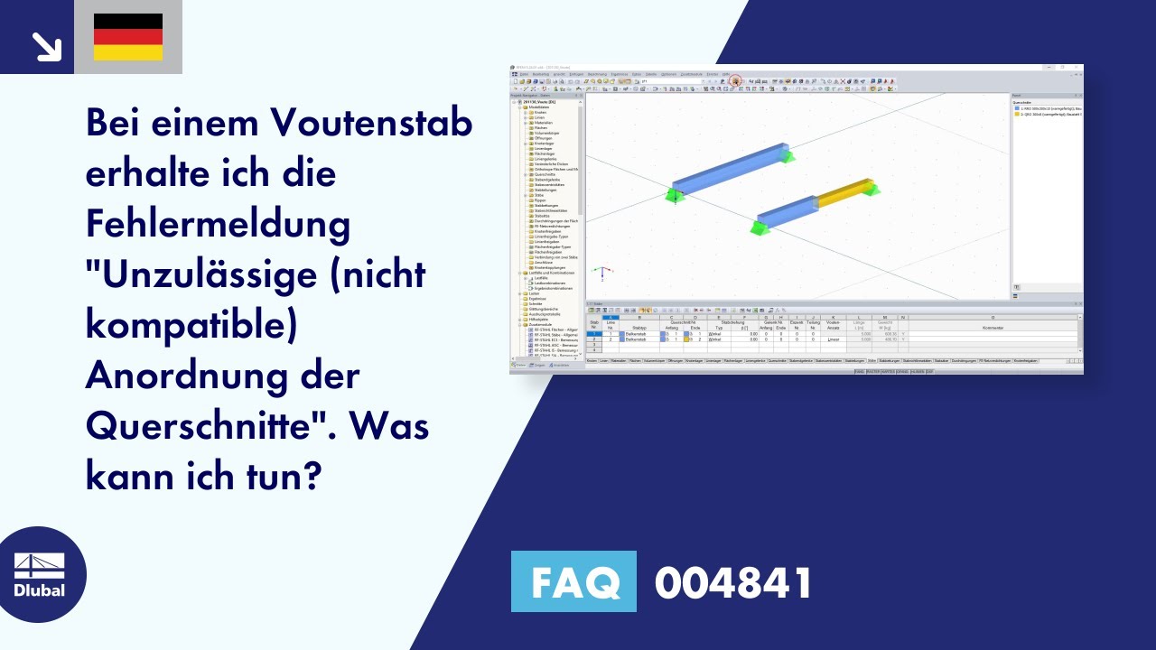 FAQ 004841 | Bei einem Voutenstab erhalte ich die Fehlermeldung "Unzulässige (nicht kompatible) A...