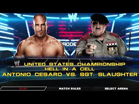 WWE 2K14 | Antonio Cesaro vs. Sgt. Slaughter | Hell in a Cell match