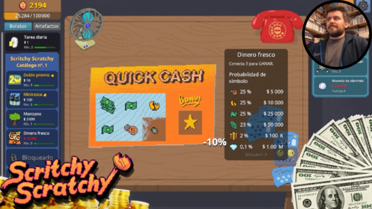 SCRITCHY SCRATCHY, el juego incremental de RASCAR BOLETOS 🎫 Gameplay en Español (PC Steam)