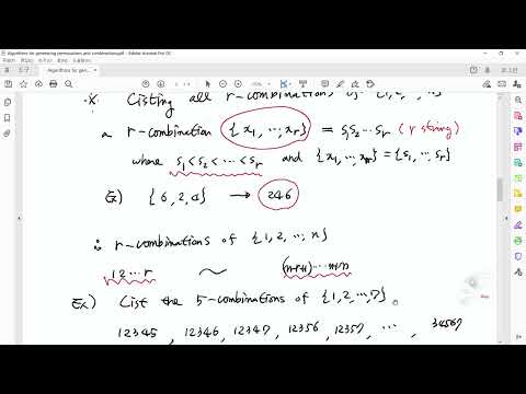 Algorithm for generating permutations and combinations