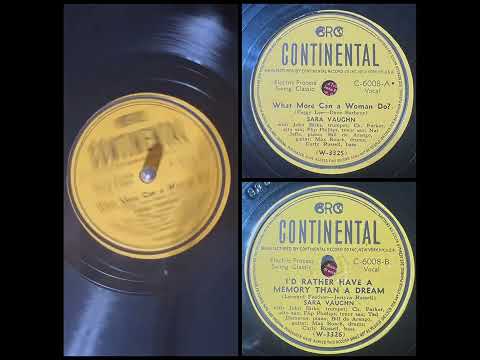SARAH VAUGHAN With DIZZY GILLESPIE & CHARLIE PARKER: What More Can A Woman Do? (Continental 1945)