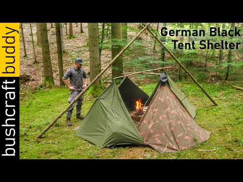 German Black Tent Shelter Overnight | Kohte Style Shelter | Zeltbahn