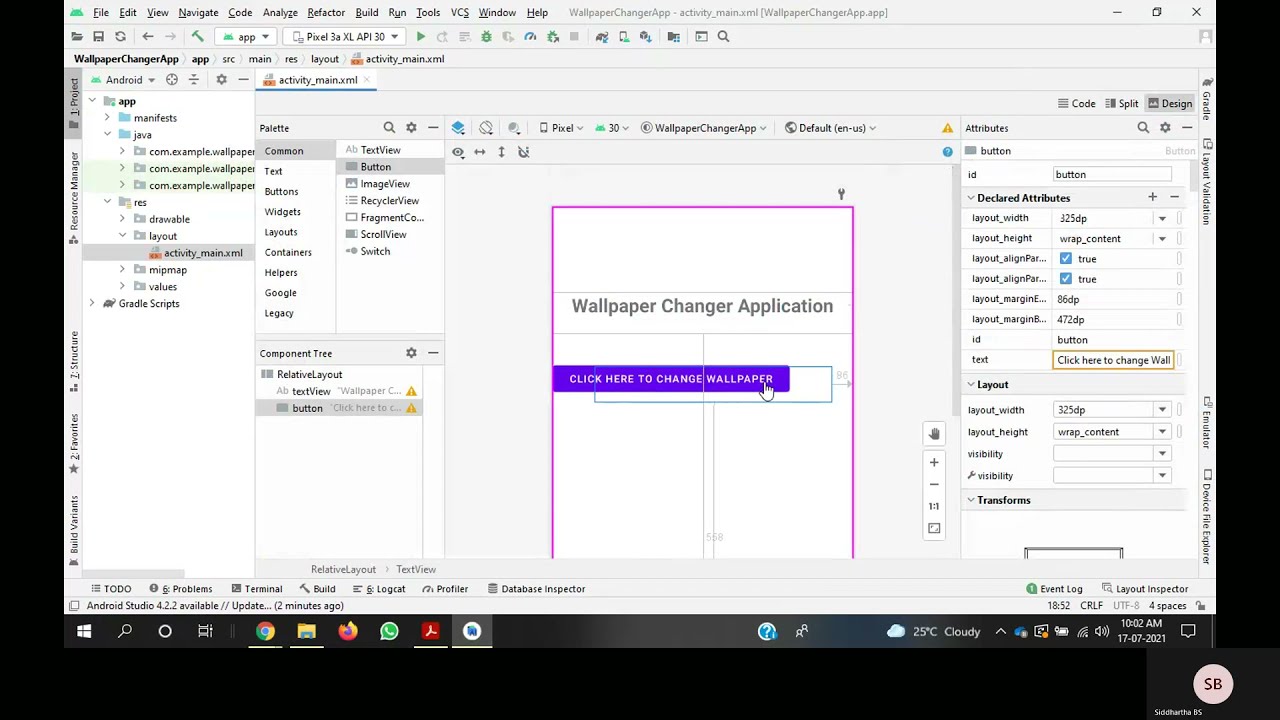 Wallpaper Changer - Mobile Application Development Lab (18CSL68)