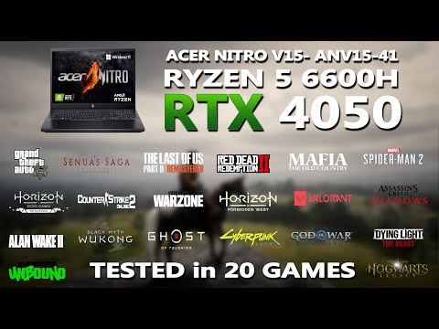 ACER NITRO V15: RTX 4050 + RYZEN 5 6600H Gaming Benchmark Test | Tested in 20 Games | RTX 4050 |