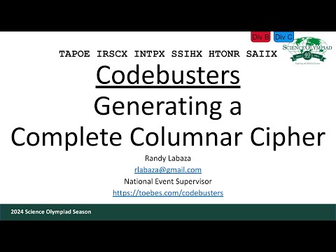 Codebusters Generating A Complete Columnar Cipher
