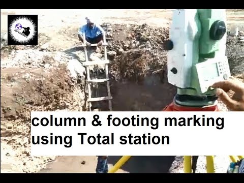 Marking column and footing using total station