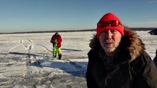 Father and Son Go Ice Fishing on Frozen Lake - We've Never Caught  Fish in the Winter