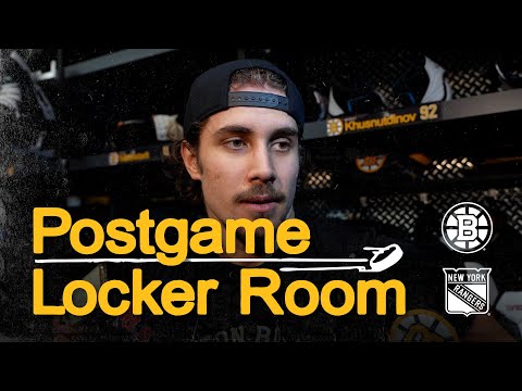 Bruins Players speak with media after 10-2 win over Rangers on Saturday