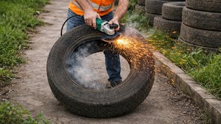 Not Everyone Knows This Secret! Cut Old Tires and See What Happens