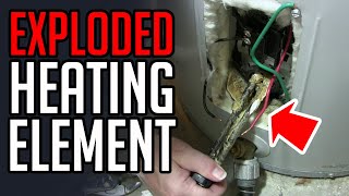 Water Heater Heating Element EXPLODED! | How to DRAIN TANK & Change Elements and Thermostats
