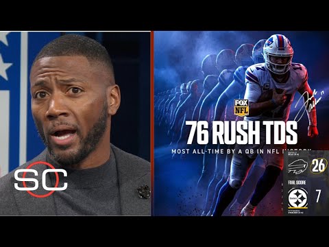 ESPN "on fire" Josh Allen sets NFL record for rushing TDs by QB as Bills dominant Steelers 26-7