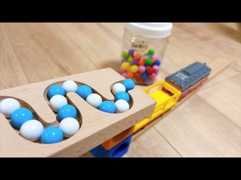Marble Run ASMR ⭐︎ #2 | Train, Jewel Car and Wooden Wave Course