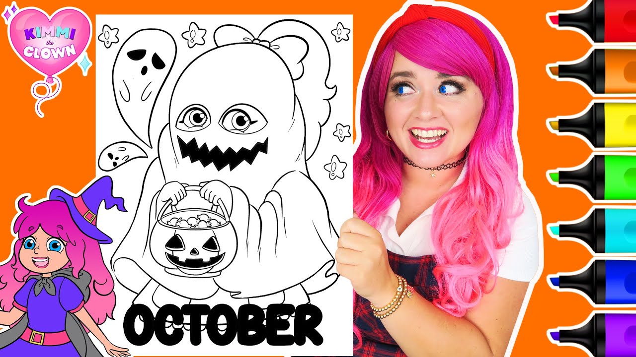 Coloring Kimmi The Clown Calendar Coloring Book OCTOBER Halloween Coloring Page | Ohuhu Art Markers