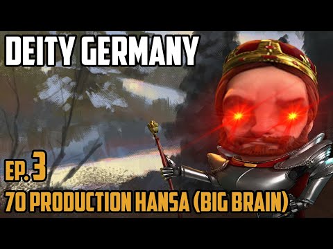 70 Production Hansa (Big Brain Adjacency) - Deity Civ 6 Germany Let's Play Ep.3