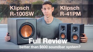Klipsch Powered R-41PM Bookshelf Speakers & R-100SW Subwoofer Review. Better than $600 Soundbar Kit?