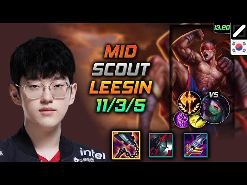 Lee Sin Mid Build Scout Goredrinker Conqueror - LOL KR GrandMaster Patch 13.20