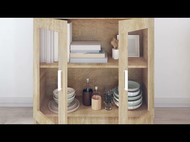 Video teaser for 802744 vidaXL Vitrine Cabinet Sonoma Oak 82,5x30,5x80 cm Engineered Wood