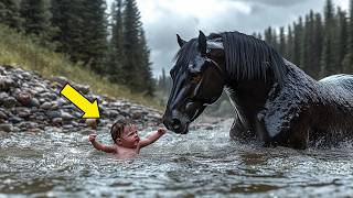 CABALLO SALTA A AGUAS BRAVAS PARA SALVAR A UN BEBÉ RECIÉN NACIDO. LO QUE PASA DESPUÉS TE DEJARÁ...