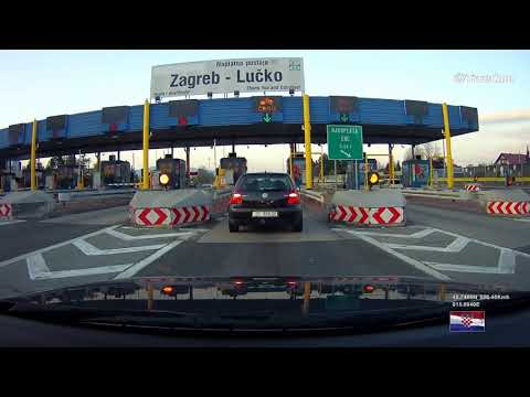 Driving on the highway Karlovac - Zagreb from the turn to Jastrebarsko till Lučko Zagreb toll booths