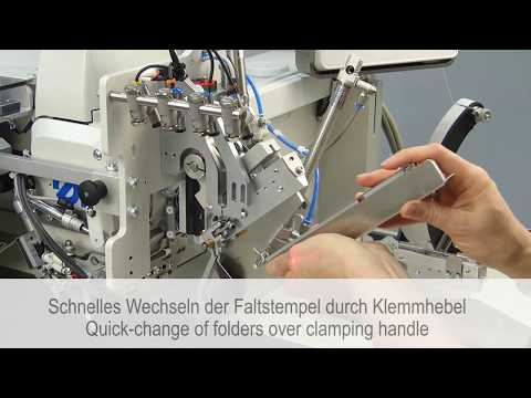 Automatic sewing machine for making a pocket in a frame with automatic feeding of piping, valves and burlap DURKOPP ADLER 755-10 S video