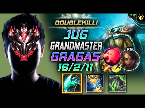 GrandMaster Gragas Jungle vs Nidalee - 천상계 정글 그라가스 템트리 룬 밤수 포식자 グラガス Грагас 酒桶 古拉格斯 - LOL KR 11.17