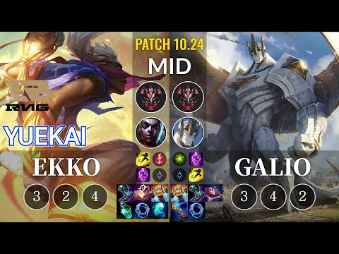 RNG yuekai Ekko vs Galio Mid - KR Patch 10.24