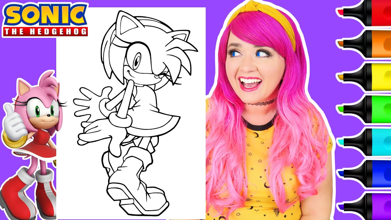Coloring Amy Rose Sonic The Hedgehog Coloring Page | Ohuhu Art Markers
