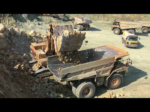 Caterpillar 5090B Shovel Excavator Loading Caterpillar Dumpers - Sotiriadis/Labrianidis Mining