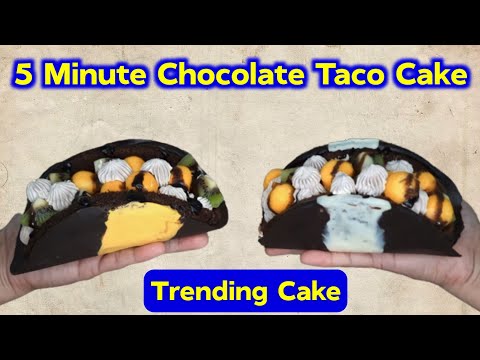 5 MINUTE CHOCOLATE CAKE Tacos | Trending chocolate cake | Taco cake recipe | No mould required