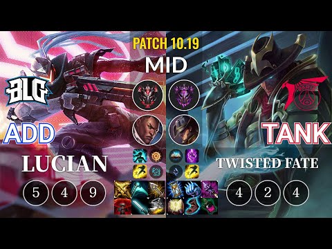 BLG ADD Lucian vs TLN Tank Twisted Fate Mid - KR Patch 10.19
