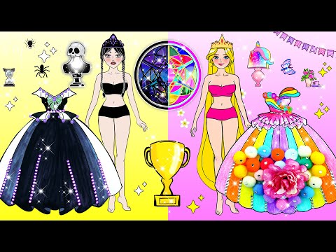 Vestir Muñecas De Papel - Concurso De Disfraces Y Cambios De Imagen De Barbie Negra Y Arcoíris