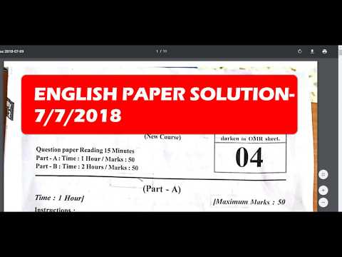 July 2018 English paper solution 7/7/2018 Std-10