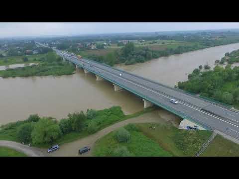 Stan wody w rzece Dunajec lipiec 2018 Z drona