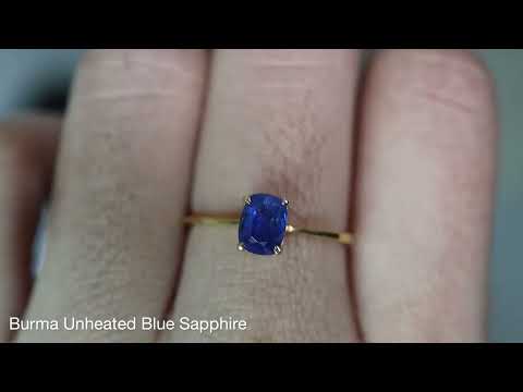 0.8Ct Burma Unheated Blue Sapphire Ring
