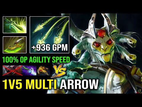 BRUTAL 1v5 Multi Arrow Medusa 100% Full Agility Speed with Butterfly Swift Blink Vs Ursa Dota 2