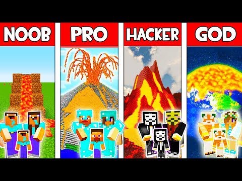Minecraft - NOOB vs PRO vs HACKER vs GOD : FAMILY VULCANO HOUSE in Minecraft! AVM SHORTS Animation!