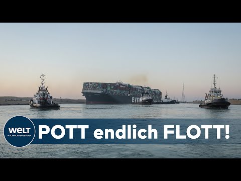 SUEZ-KANAL OFFEN: Bergungsexperten bringen Mega-Frachter "Ever Given" wieder auf Kurs | WELT Thema