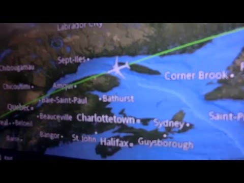 Flying over the frozen St  Lawrence River towards Quebec Boeing 787