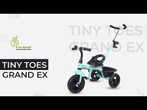 R FOR RABBIT TINY TOES GRAND EX KIDS TRICYCLE WITH PEDAL LOCK, CLOSED FRONT WHEEL, LOCK-ON PUSH BAR