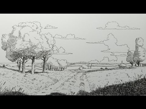 How to Draw a Beautiful Scenery 🌾