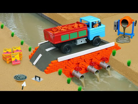 Flood Destroys Bridge! DIY Mini Truck Builds Strong Brick & Concrete Bridge for Heavy Trucks