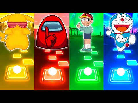Pikachu vs Among Us vs Kiteretsu vs Doraemon - Tiles Hop