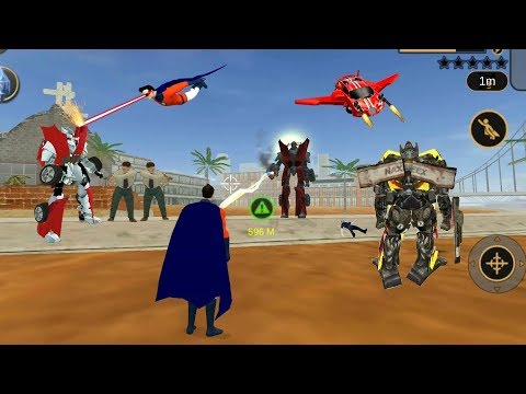 Vegas Crime Simulator (SuperHero Attack Car Robots Den) Superhero VS Machine Robot Fight - Gameplay